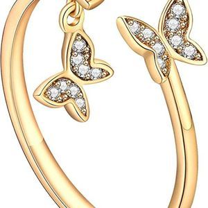 Butterfly Ring for Women - DOZZIOR Open Adjustable Rings